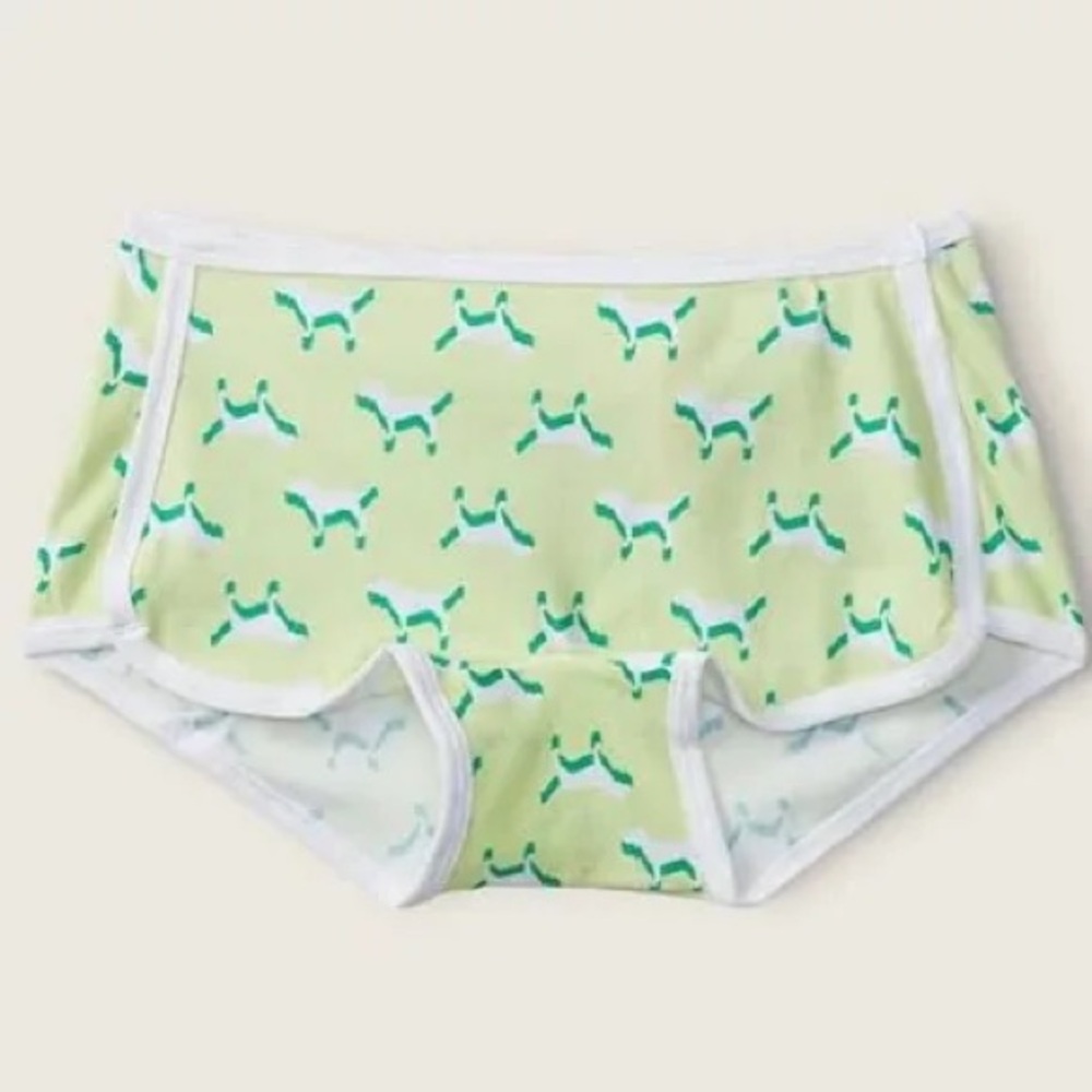 ‼️NWT‼️Victorias Secret Pink Green and White Dog Patterned Boy Shorts Medium